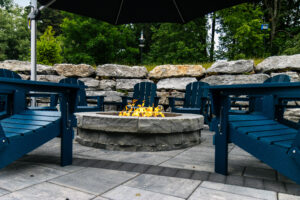 backyard landscape design with firepit