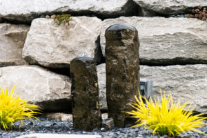 backyard landscape design stones