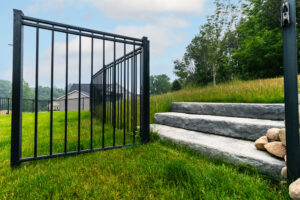 backyard landscape design with fence
